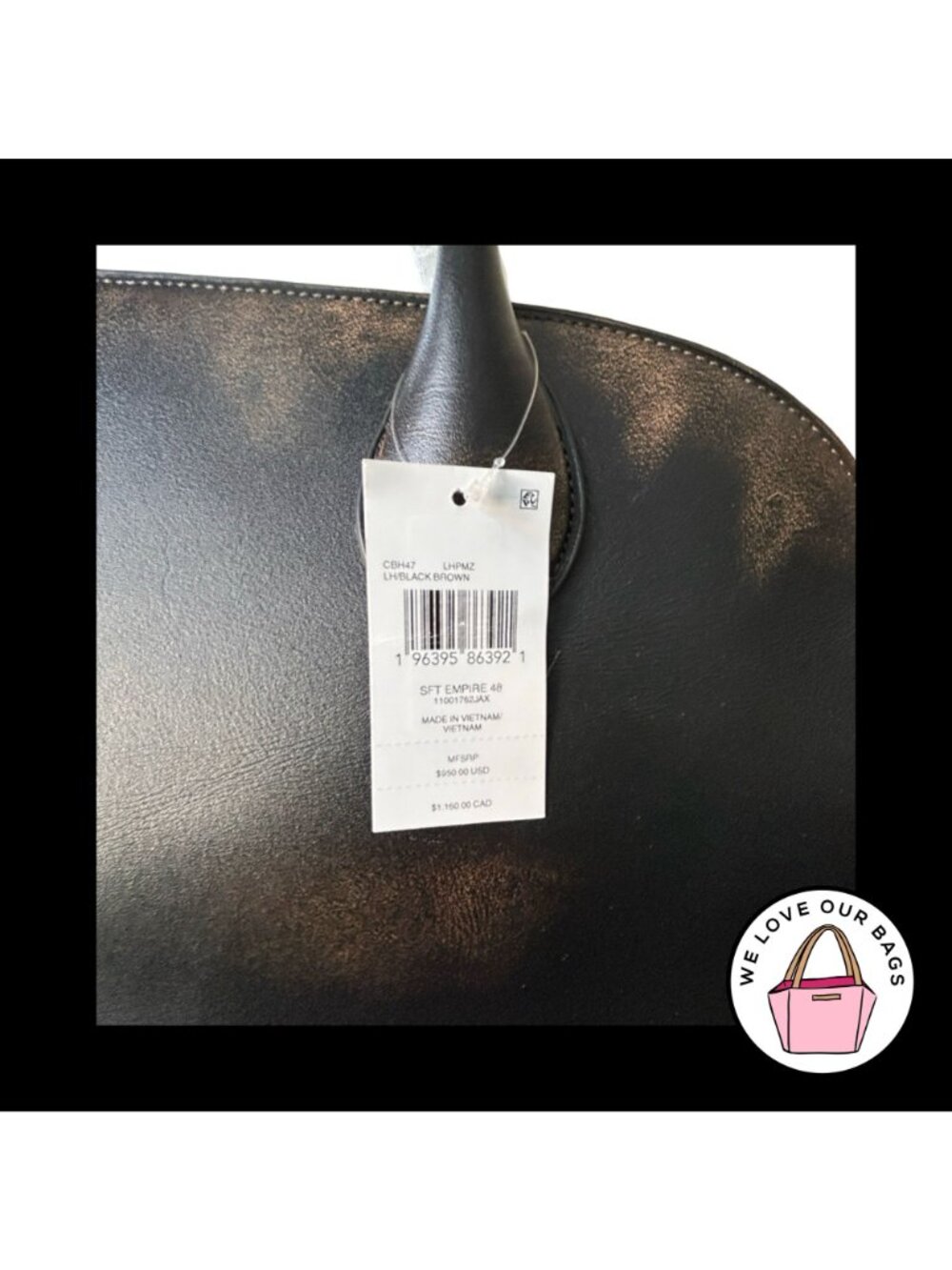 NWT New COACH EMPIRE 48 Glovetanned Loved Leather Black Brown Carryall Bag CBH47 - Picture 6 of 9